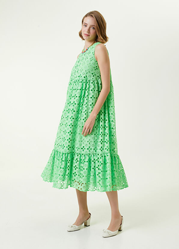 Beymen Club Yeşil Nakışlı Midi Elbise - 2
