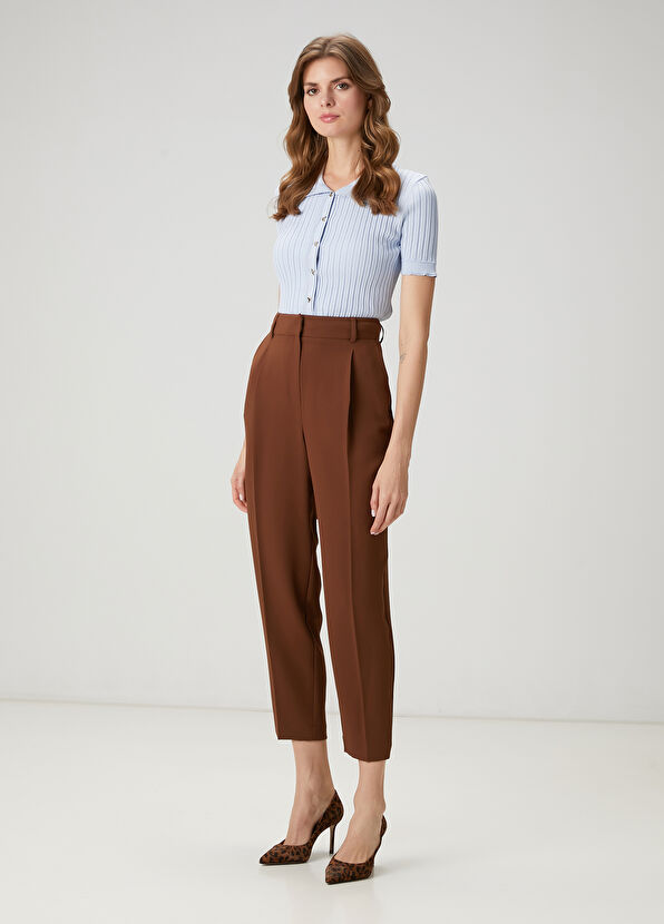 Beymen Club Kahverengi Havuç Kesim Krep Pantolon - 1