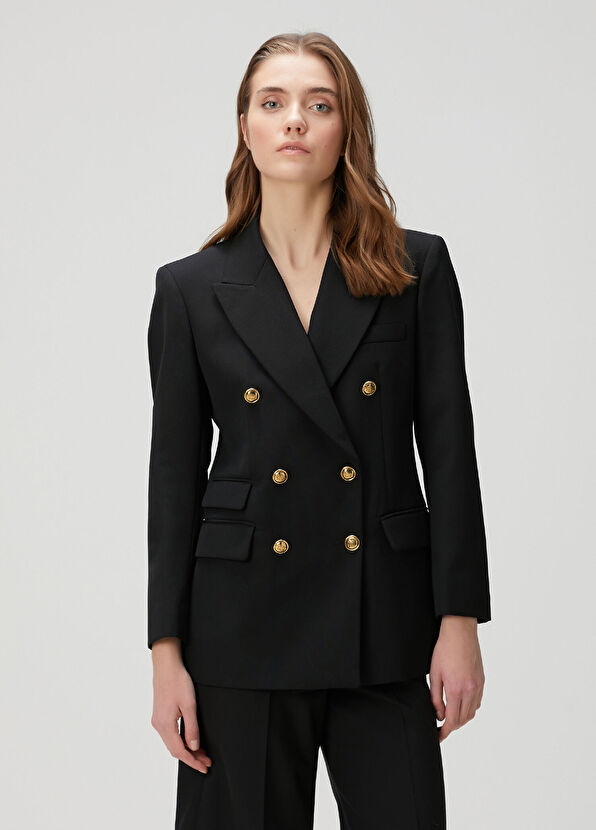 Sandro Siyah Gold Düğmeli Blazer - 1