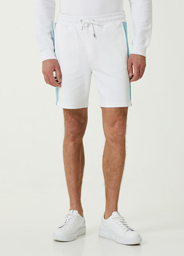 Beymen Club Beyaz Beli Kordonlu Şeritli Jersey Şort - 2