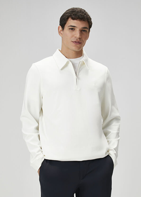 Beymen Club Comfort Fit Off White Polo Sweatshirt - 2
