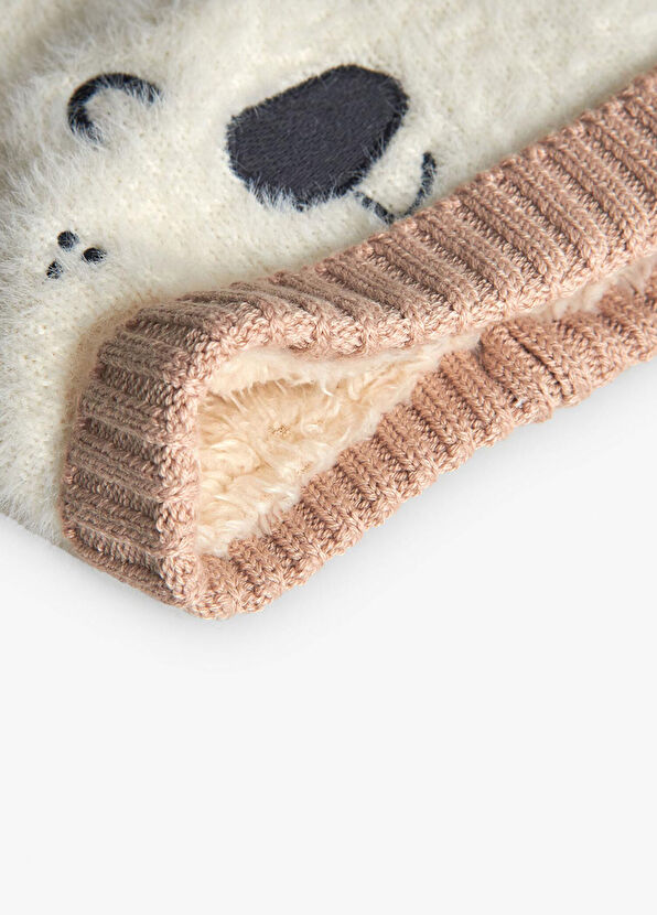 Boboli Bear Patterned Unisex Baby Knitted Beanie - 2