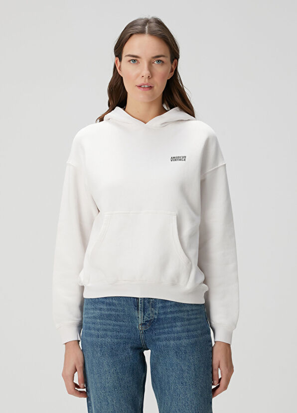 American Vintage Beyaz Kapüşonlu Sweatshirt - 1