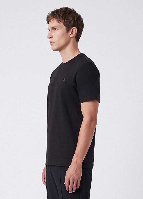 Beymen Club Relaxed Fit Navy Blue Ribbed Detail T-shirt - 3