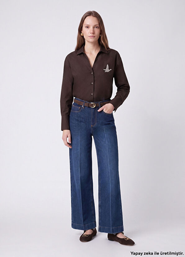 Beymen Club Indigo Wide Leg Jean Pantolon - 1