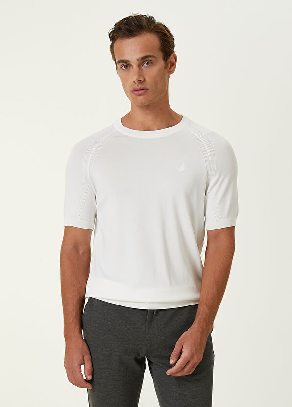 Beymen Club Beyaz Logolu Kısa Kollu Kazak - 1