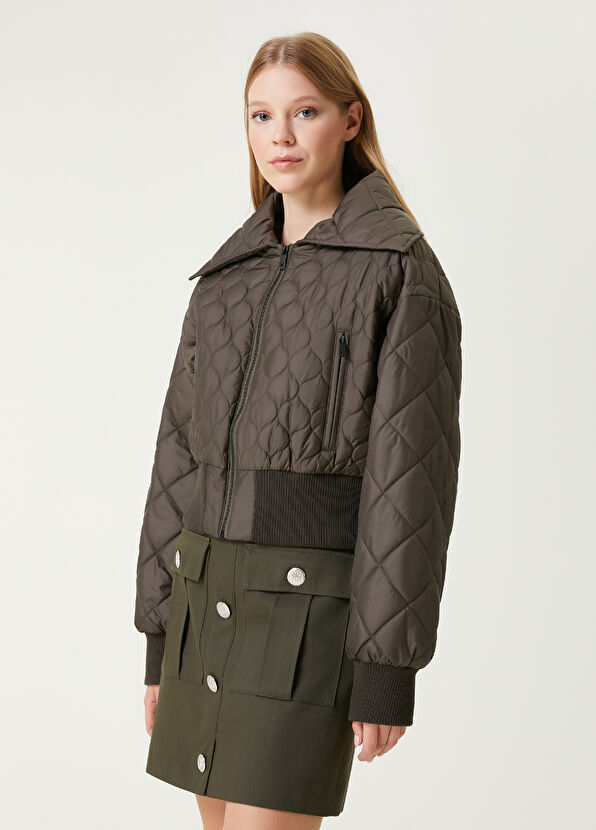 Beymen Club Khaki Crop Bomber Coat - 4