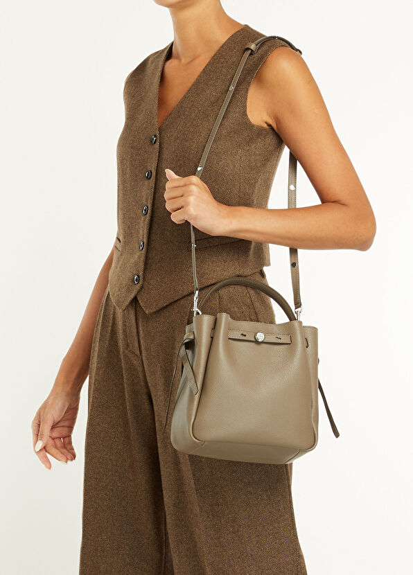 Tory Burch Rommy Bucket Mink Women's Leather Drawstring Bag - 2