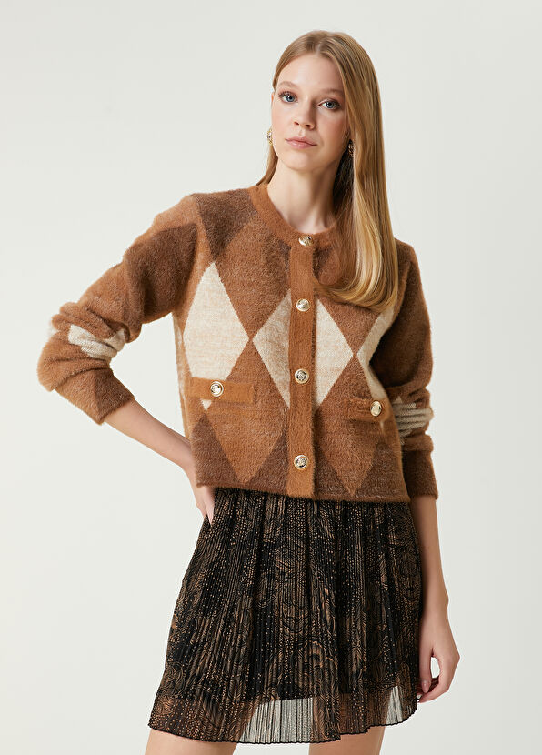 Beymen Club Kahverengi Baklava Desenli Hırka - 4