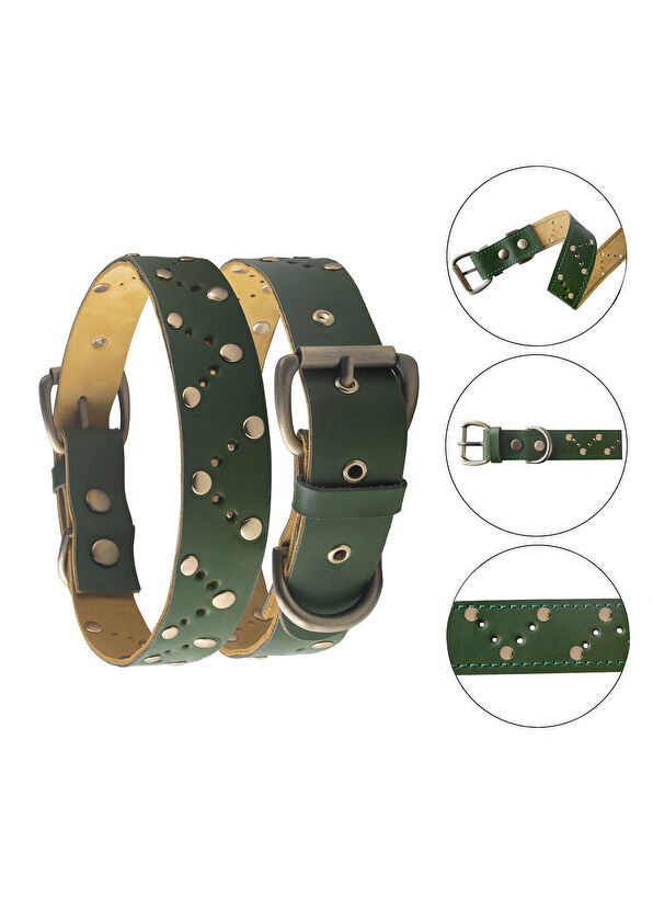 Zeynep Birinci Yeşil Deri Köpek Boyun Tasması - 2