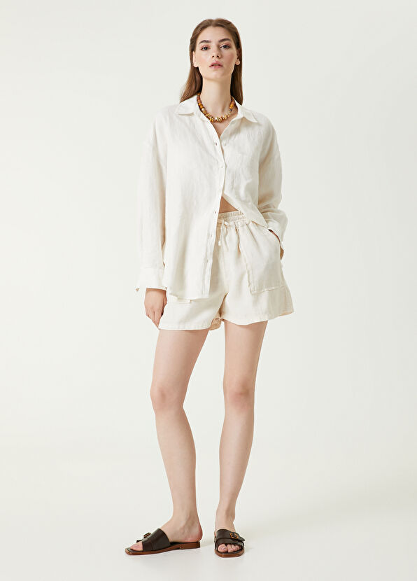 Beymen Club Bej Keten Şort - 1