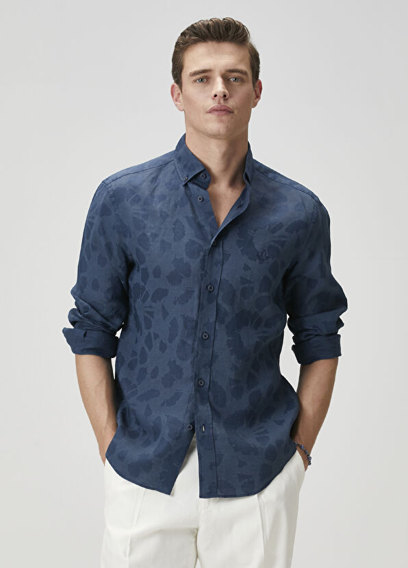 Beymen Club Lacivert Keten Gömlek - 2