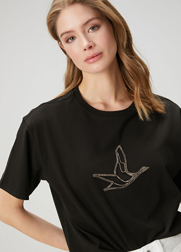 Beymen Club Black Stone Goose Logo T-Shirt - 2