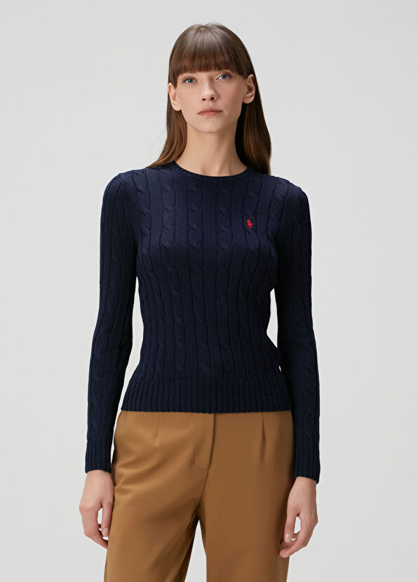 Lacivert Saç Örgülü Triko - Görsel 2