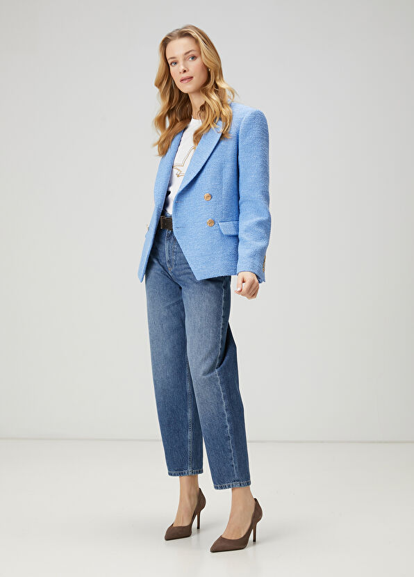 Beymen Club Blue Boucle Fabric Blazer - 3