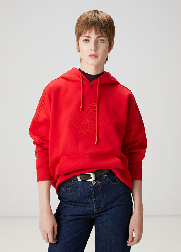 Beymen Club Red Bird Embroidered Hoodie - 4