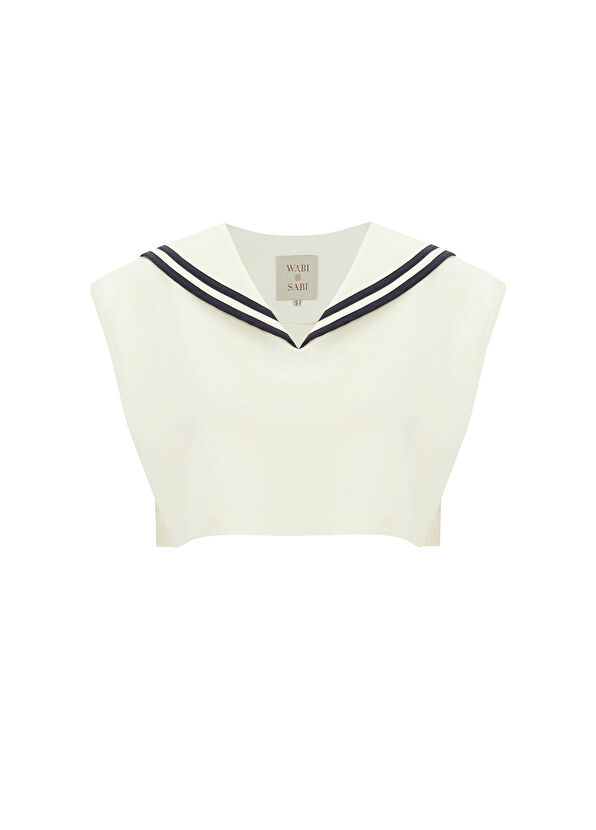 Wabi Sabi Sail Ecru Sleeveless Women's Short T-shirt - 1