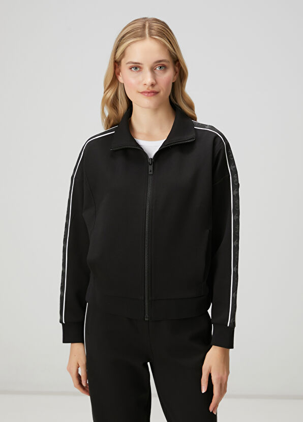 Beymen Club Siyah Logo Bantlı Fermuarlı Sweatshirt - 4