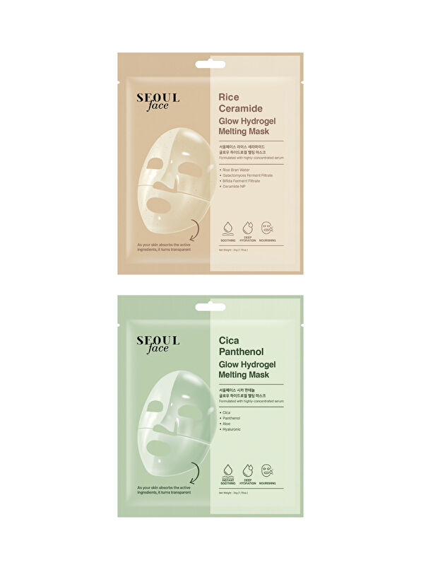 Dermal Pirinç ve Cica Glow Nemlendirici Yatıştırıcı Eriyen Kore Yüz Maskesi Seti 34 gr - 1
