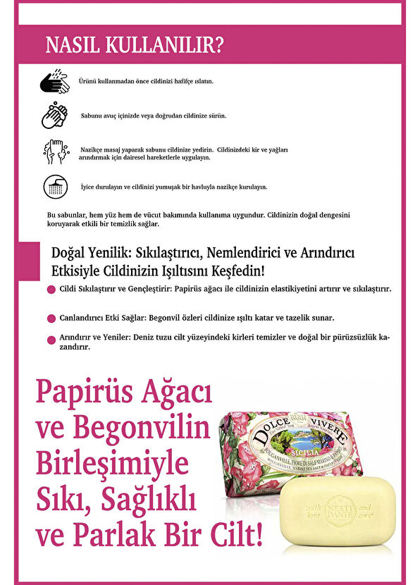 Nesti Dante Dolce Vivere Sicilia Sıkılaştırıcı Begonvil ve Deniz Tuzu Katı Banyo Sabunu 250 gr - 4