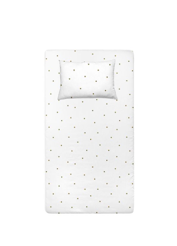 Casadora Baby Happy Bee Beyaz Pamuk Saten Çocuk Lastikli Çarşaf ve Yastık Kılıfı Seti 100 x 200 cm + 50 x 70 cm - 1
