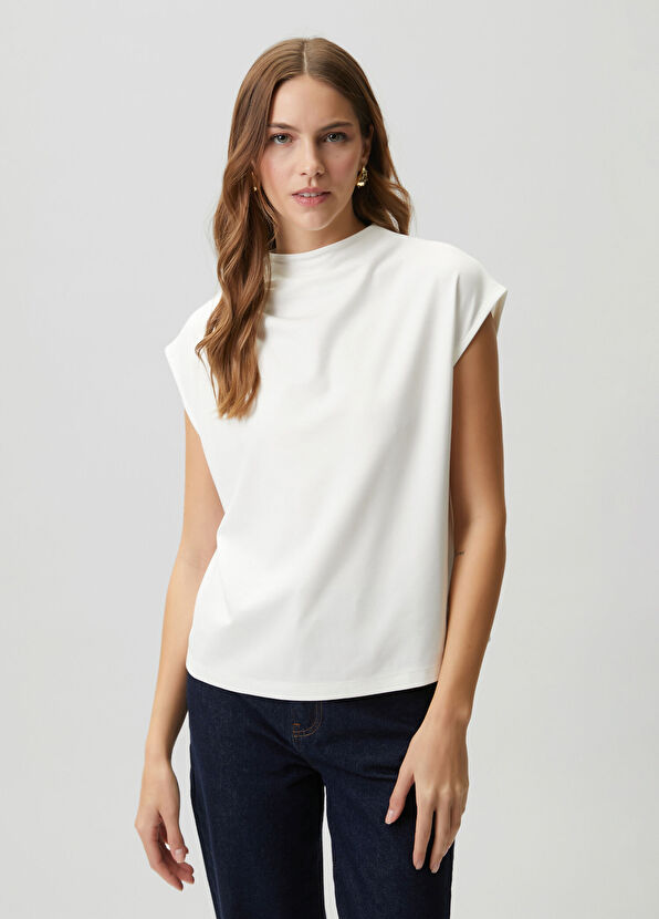 Beymen Club Kırık Beyaz Drape Detaylı T-shirt - 4