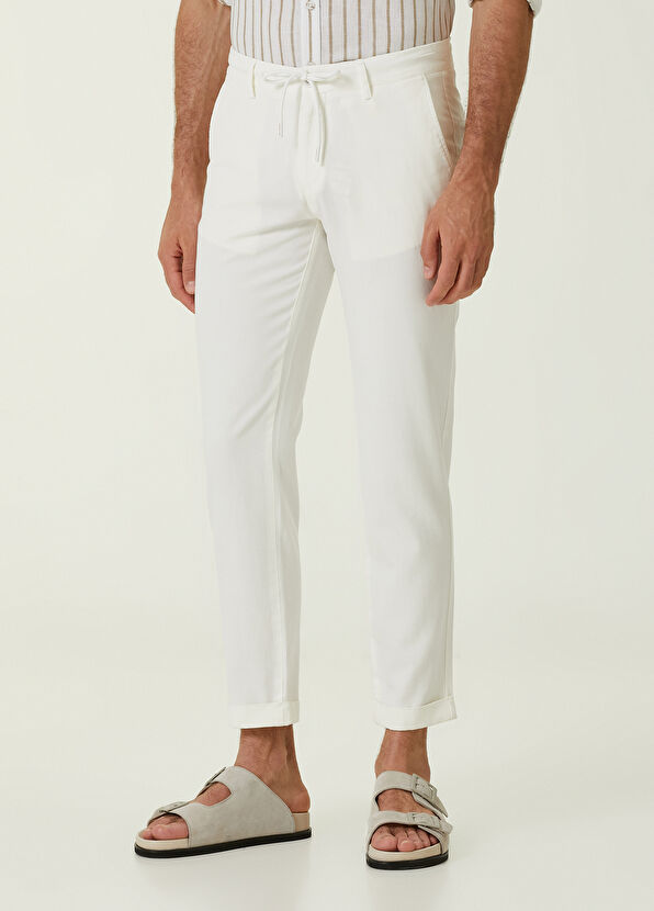 Beymen Club Beyaz Beli Kordonlu Lyocell Pantolon - 2
