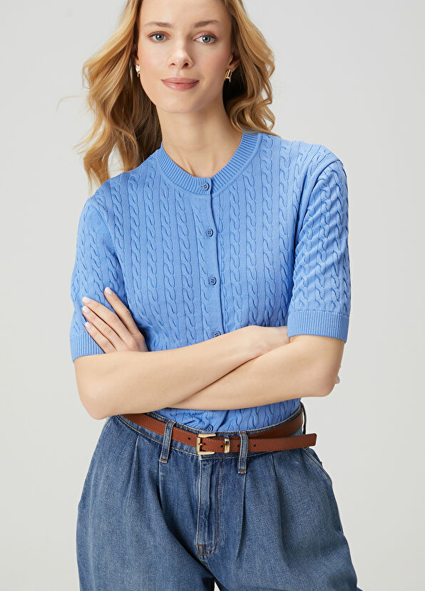 Beymen Club Mavi Saç Örgü Hırka - 4