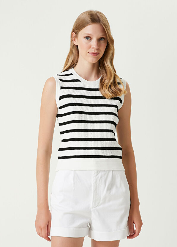 Beymen Club Black White Striped Knit Tank Top - 1