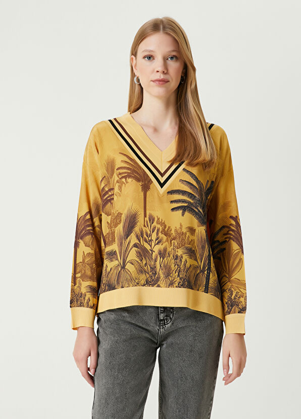 Beymen Club Yellow Palm Printed Sweater - 4