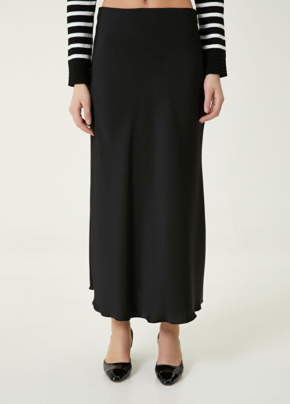 Black Long Satin Skirt Beymen Club Black Long Satin Skirt - 2