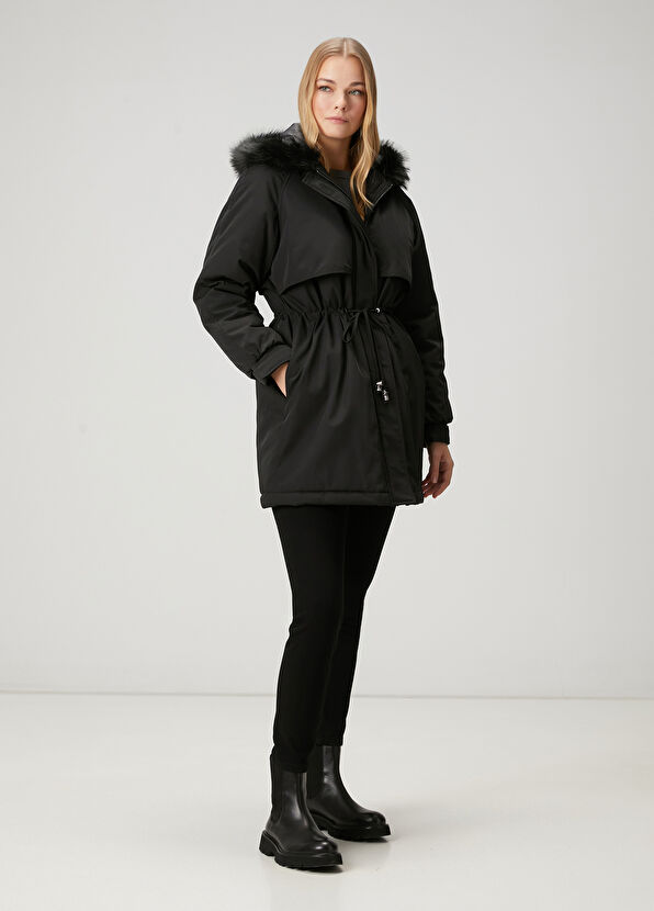 Beymen Club Siyah Kapüşonlu Mont - 3