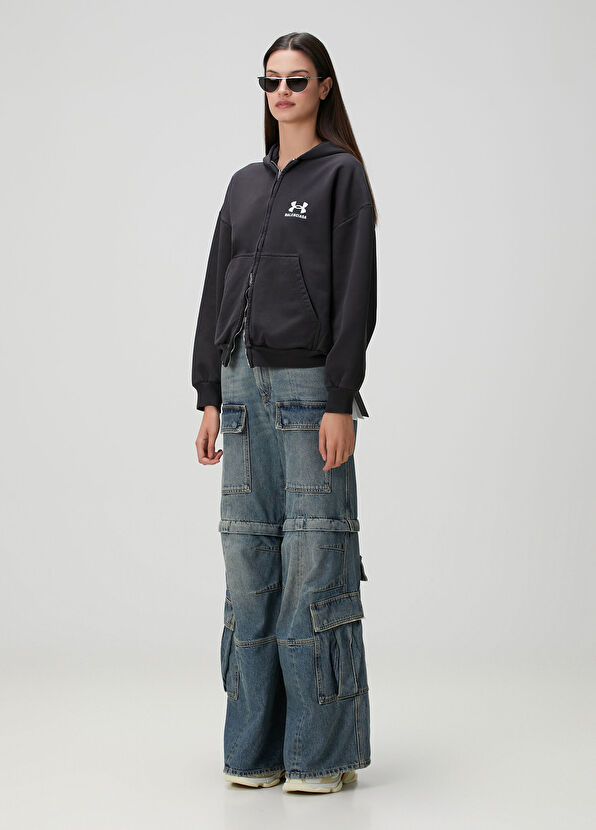 Balenciaga x Under Armour Siyah Kapüşonlu Sweatshirt - 2