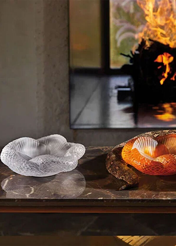 Lalique Serpent Şeffaf Kristal Dekoratif Kase - 2