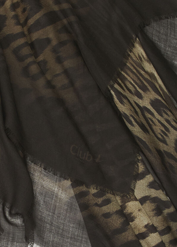 Beymen Club Black Leopard Print Women's Wool Silk Shawl - 2