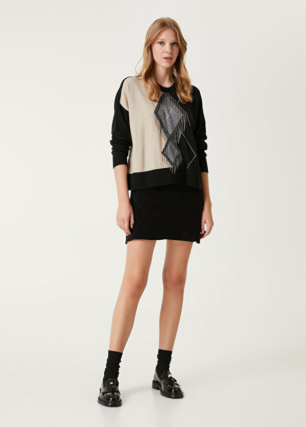 Beymen Club Siyah Püskül Zincir Detaylı Yün Kazak - 3