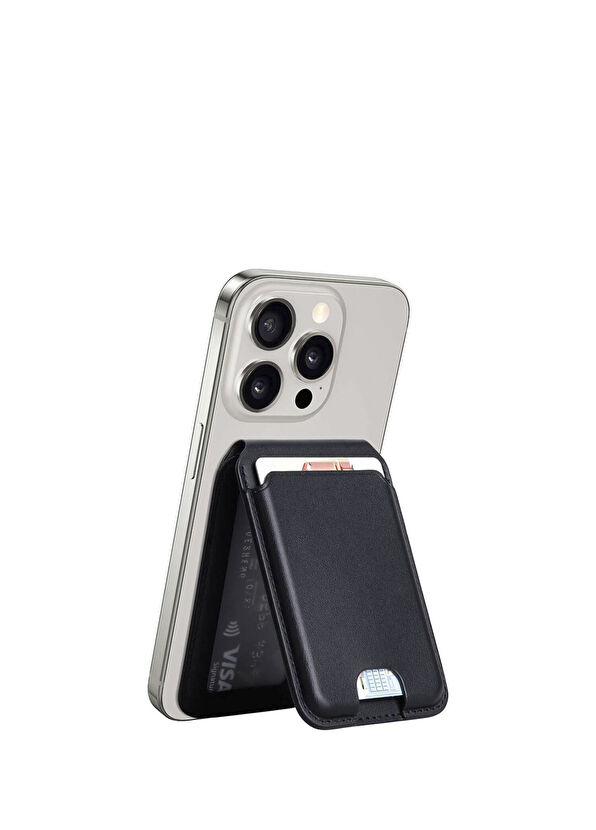 Wiwu MW-003 Magsafe Compatible Stand Black Leather Wallet - 4