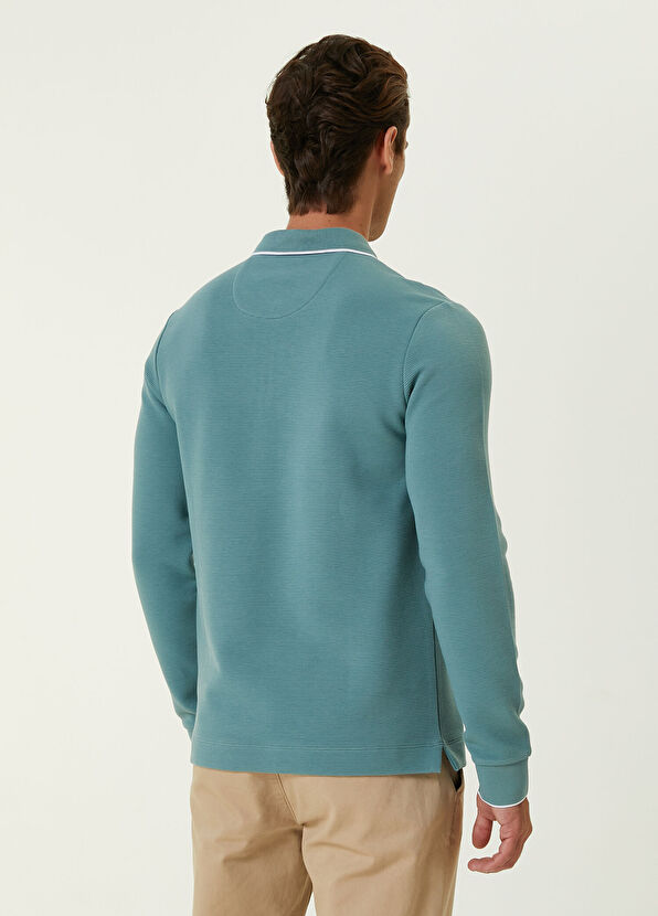 Beymen Club Slim Fit Petrol Polo Yaka Dokulu Sweatshirt - 4