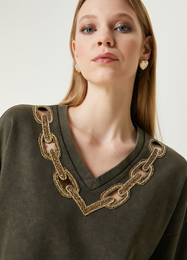 Beymen Club Haki Taş İşlemeli Mini Elbise - 2