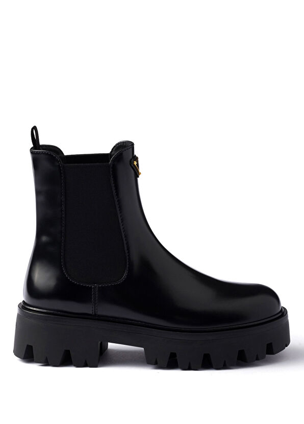 Siyah Fırçalanmış Deri Kadın Bot - Görsel 2