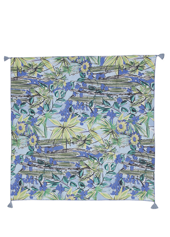 Beymen Club Mavi Botanik Desenli Kadın Şal - 1