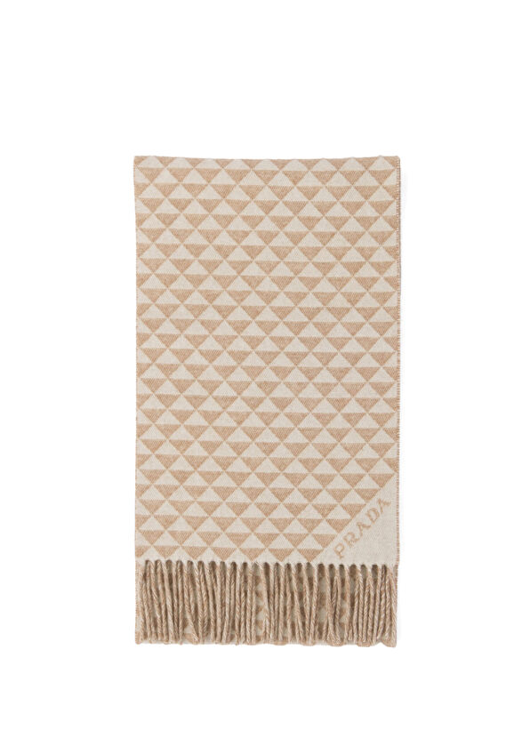 Prada Symbole Double Woven Wool and Cashmere Scarf - 1