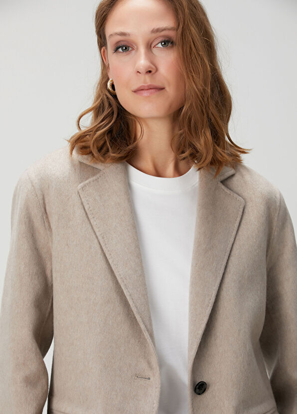 Oversize Vizon Kaşmir Ceket - Görsel 6