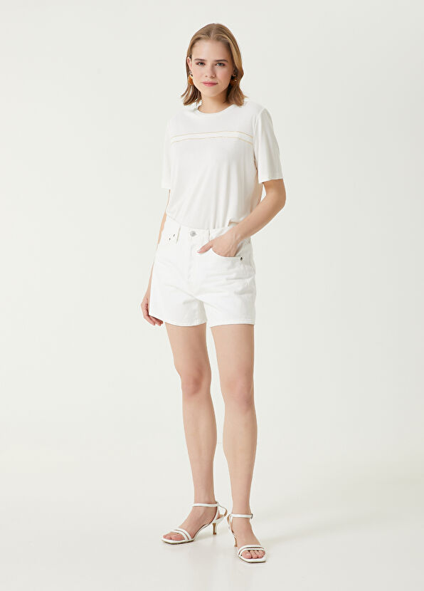 Beymen Club White Chain Detailed T-Shirt - 4