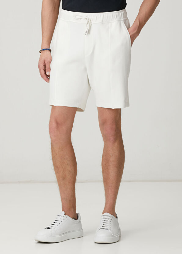 Beymen Club Kırık Beyaz Önü Dikiş Detaylı Scuba Şort Jersey - 2