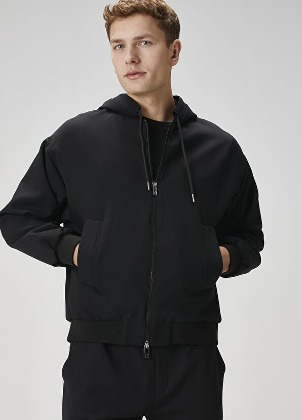 Beymen Club Siyah Kapüşonlu İnce Mont - 1