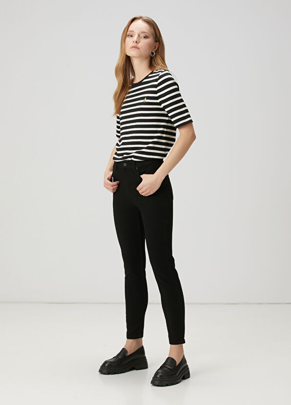 Beymen Club Ekru Siyah Çizgili T-shirt - 3