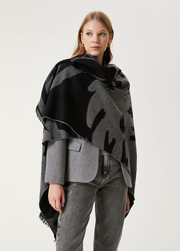 Beymen Club Gri Yaprak Desenli Şal - 4