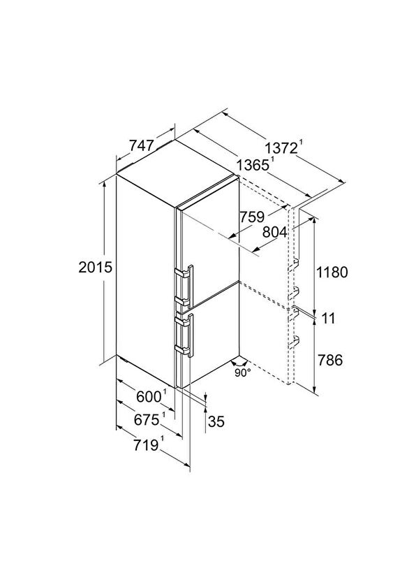 Liebherr CNsdd 776i Prime NoFrost EasyFresh Combined Freezer Refrigerator - 4