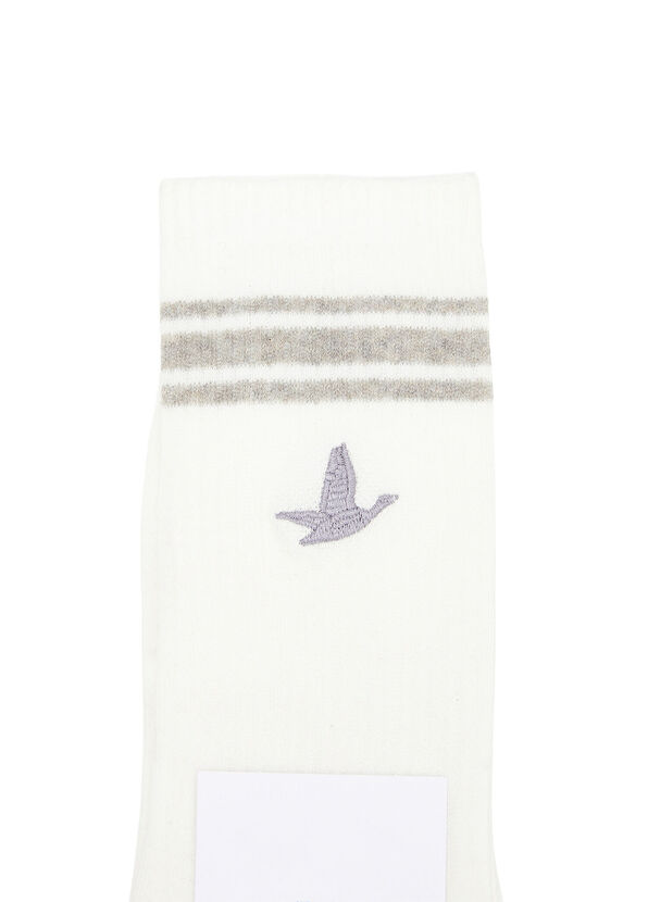 Beymen Club Beyaz Kaz Nakışlı Kadın Çorap - 2